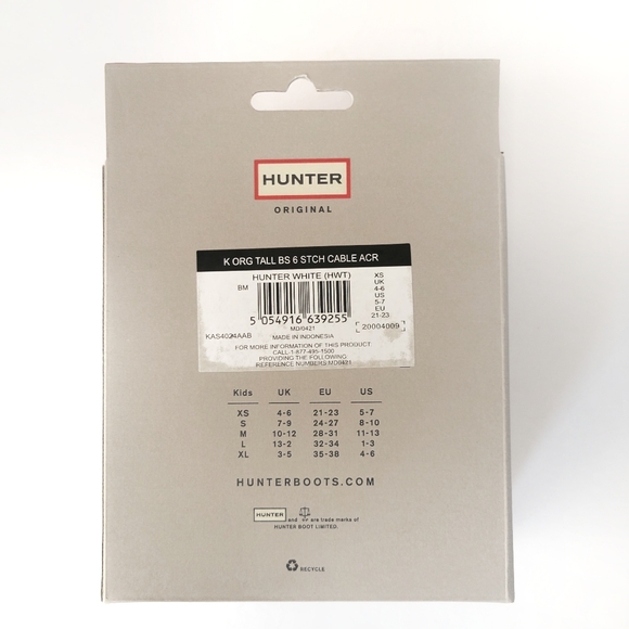 Hunter | Kids Original Tall Cable Knit Boot Socks XS White - Picture 2 of 3
